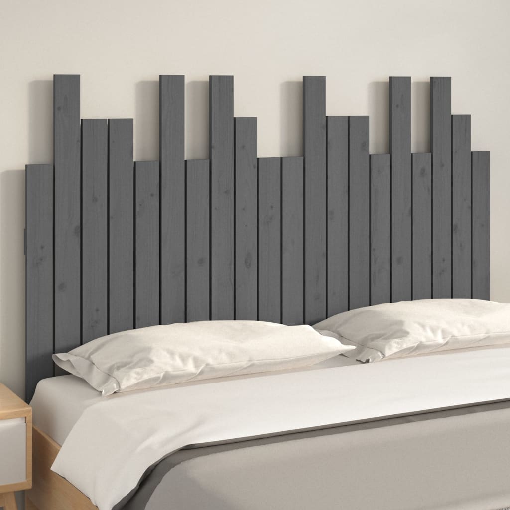 vidaXL Wall Headboard Grey 127.5x3x80 cm Solid Wood Pine