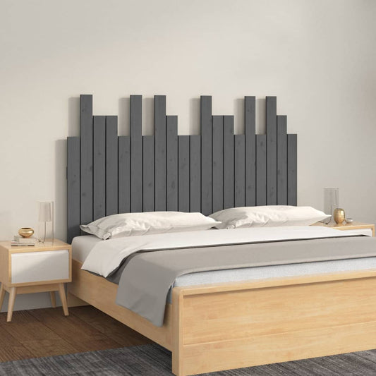 vidaXL Wall Headboard Grey 127.5x3x80 cm Solid Wood Pine