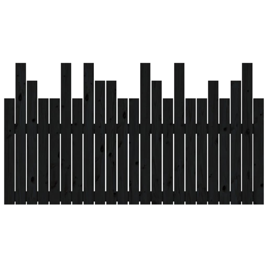 Wall Headboard Black 146.5x3x80 cm Solid Wood Pine
