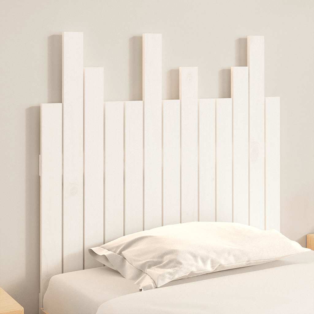 Wall Headboard White 82.5x3x80 cm Solid Wood Pine