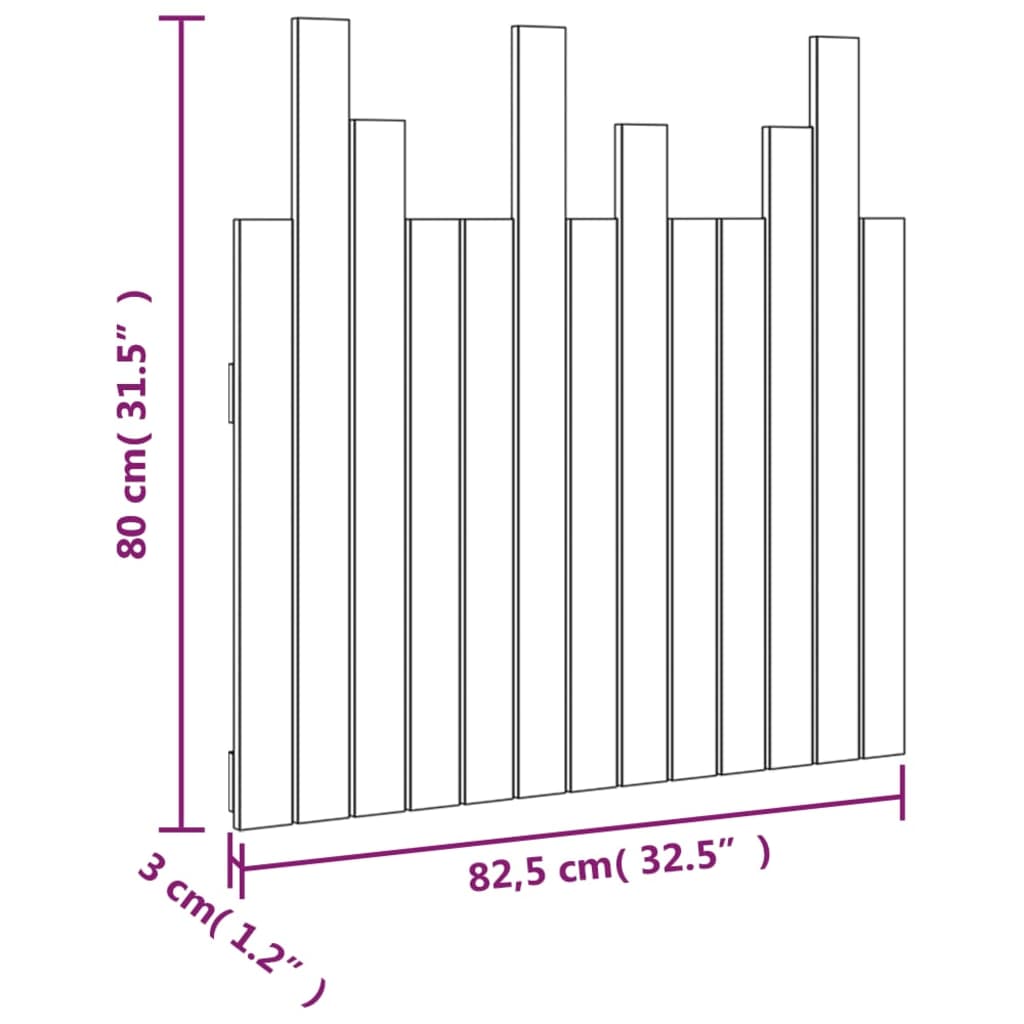 vidaXL Wall Headboard Honey Brown 82.5x3x80 cm Solid Wood Pine