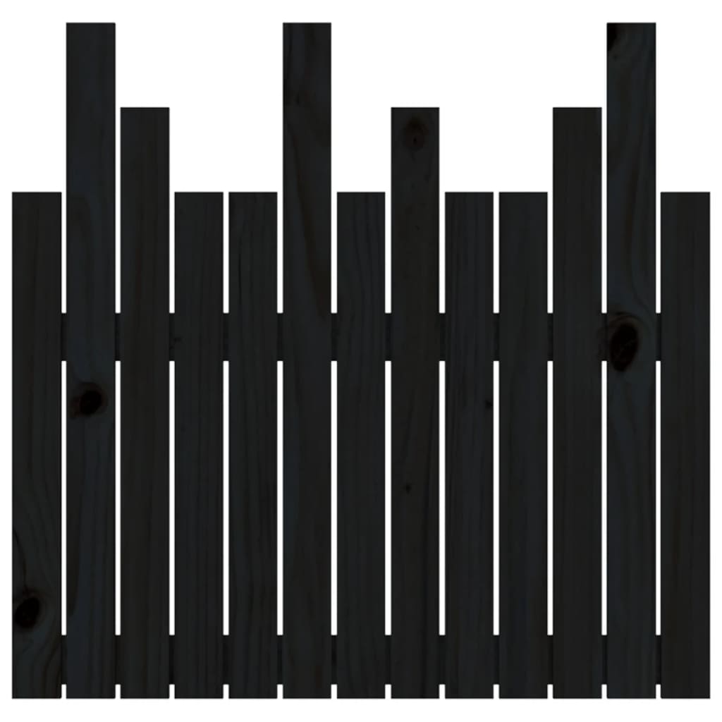 Wall Headboard Black 82.5x3x80 cm Solid Wood Pine