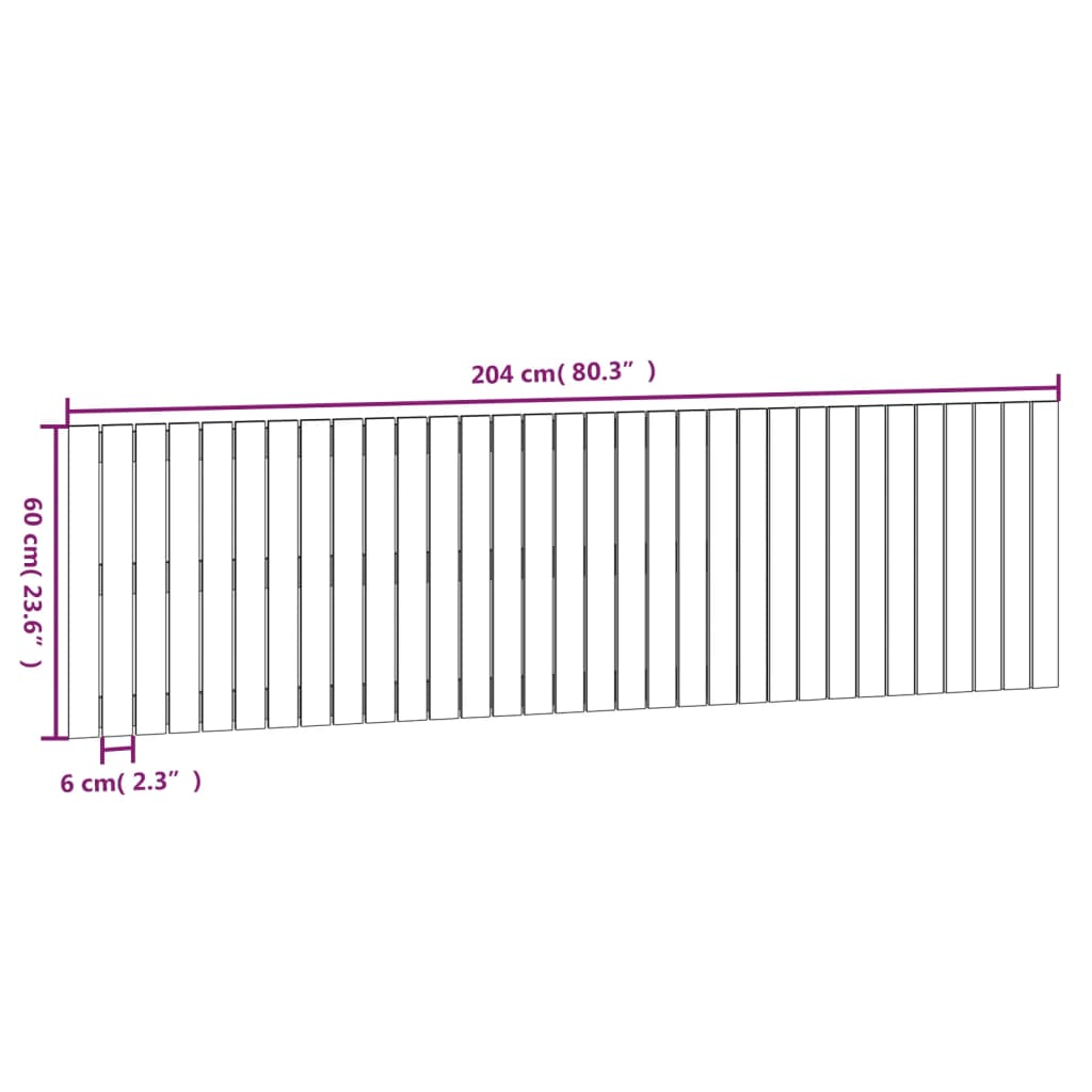 Wall Headboard 204x3x60 cm Solid Wood Pine