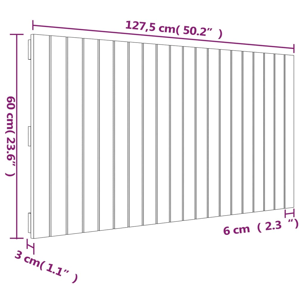 vidaXL Wall Headboard White 127.5x3x60 cm Solid Wood Pine