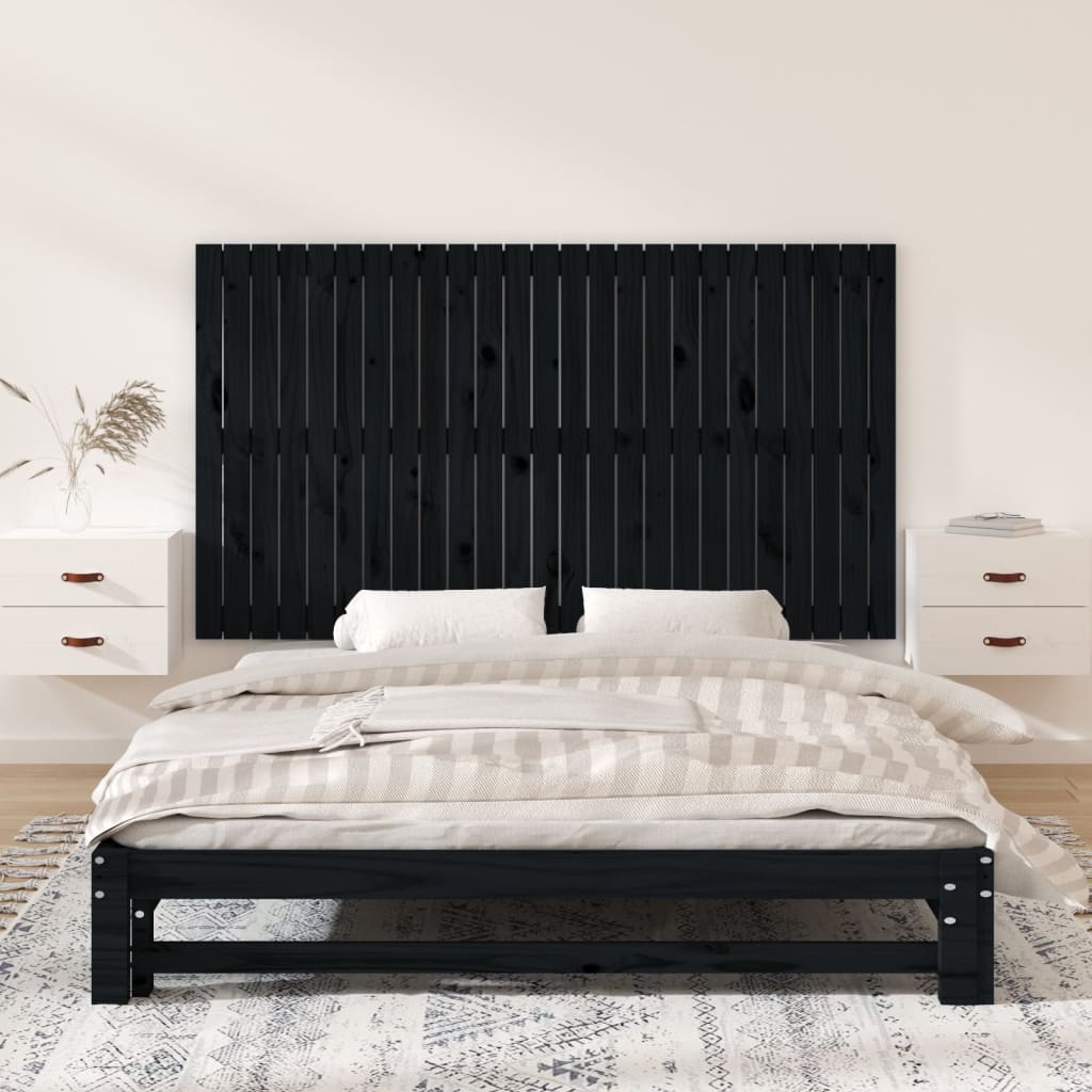 vidaXL Wall Headboard Black 159.5x3x90 cm Solid Wood Pine