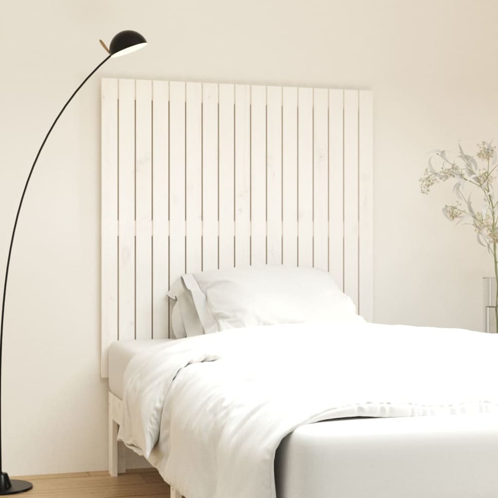 Wall Headboard White 108x3x110 cm Solid Wood Pine