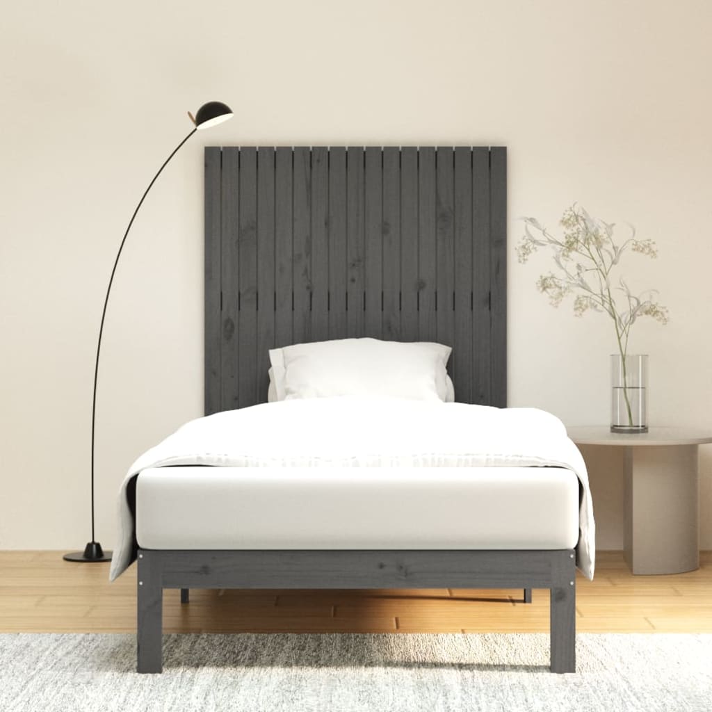 vidaXL Wall Headboard Grey 108x3x110 cm Solid Wood Pine