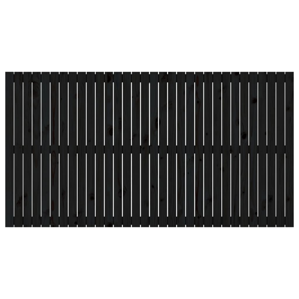 Wall Headboard Black 204x3x110 cm Solid Wood Pine