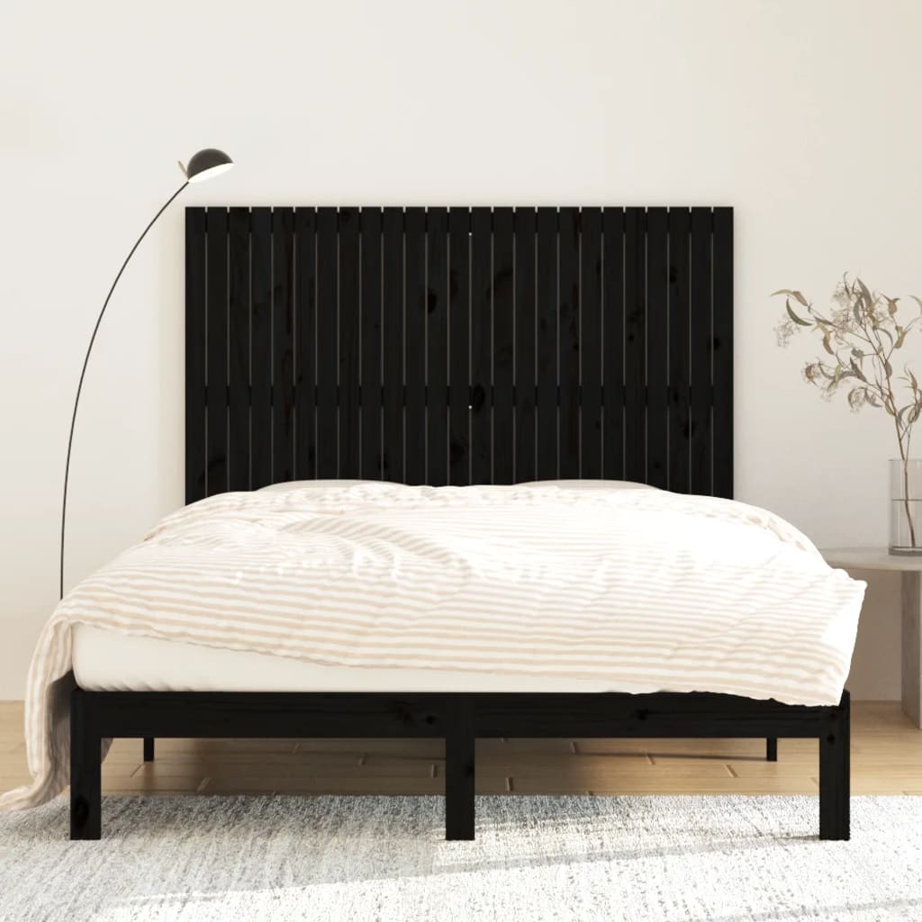 vidaXL Wall Headboard Black 159.5x3x110 cm Solid Wood Pine