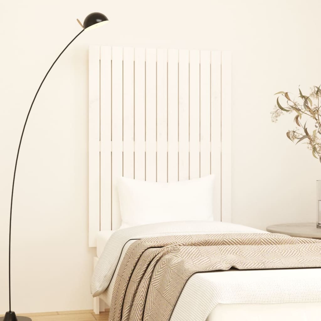 Wall Headboard White 82.5x3x110 cm Solid Wood Pine