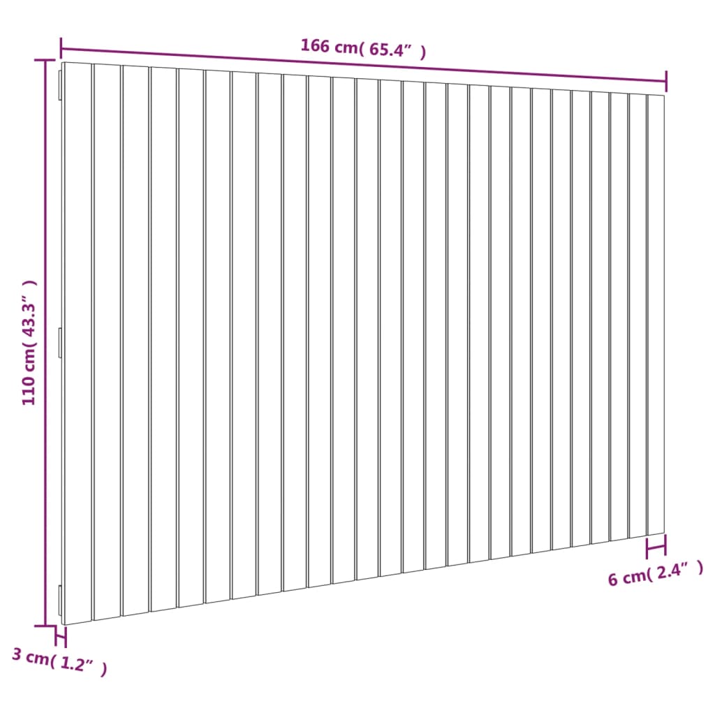 Wall Headboard White 166x3x110 cm Solid Wood Pine