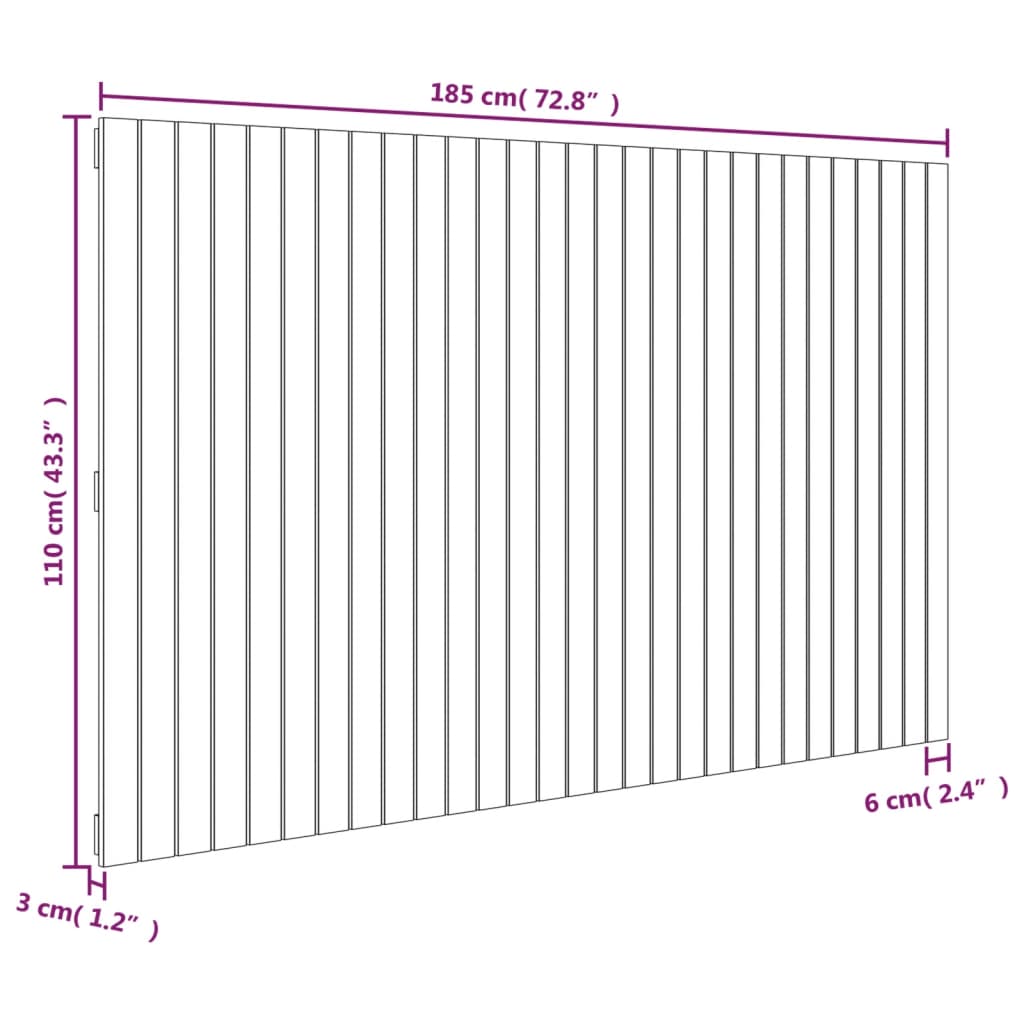 Wall Headboard Honey Brown 185x3x110 cm Solid Wood Pine
