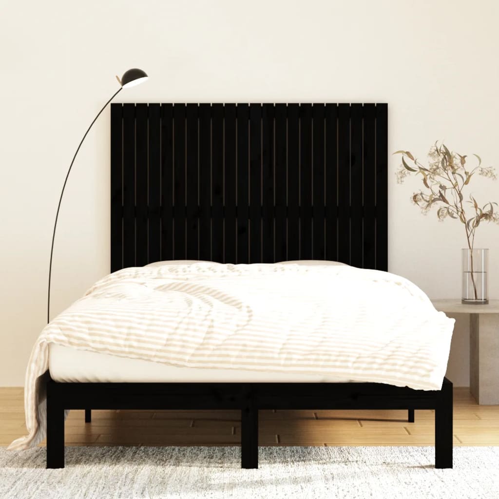 vidaXL Wall Headboard Black 140x3x110 cm Solid Wood Pine