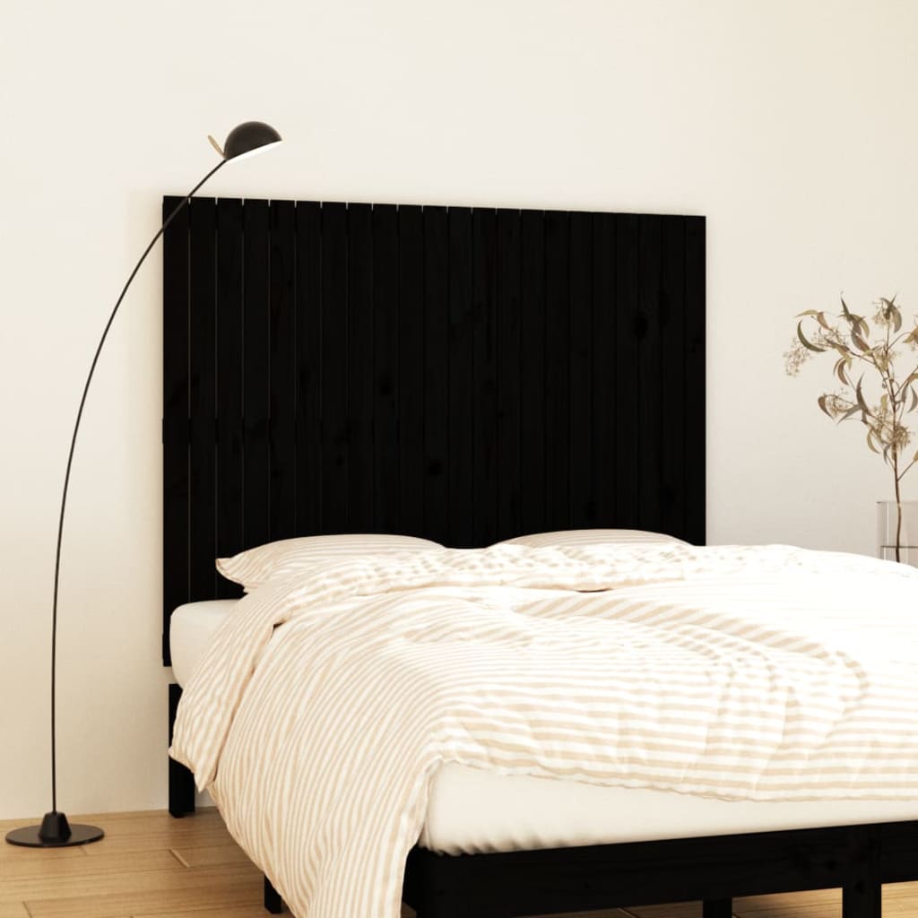 vidaXL Wall Headboard Black 140x3x110 cm Solid Wood Pine