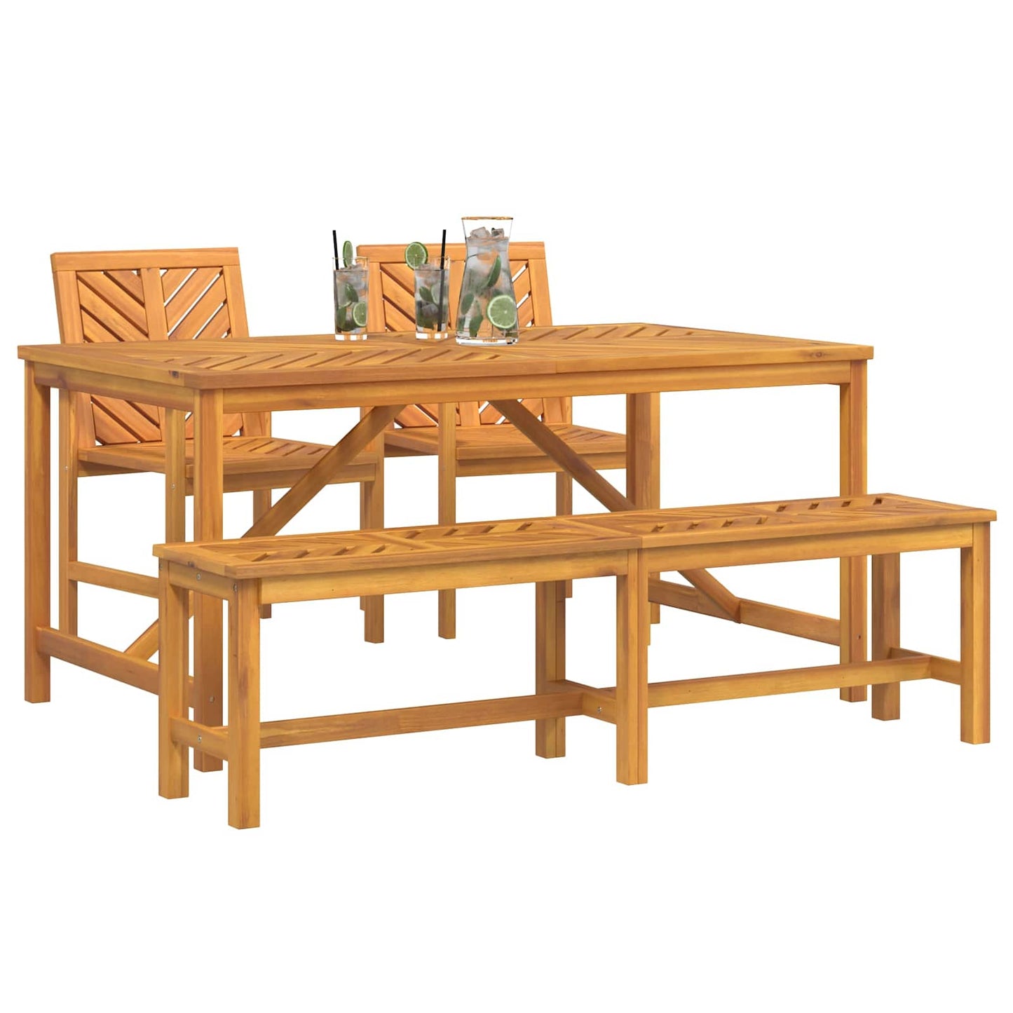 Garden Dining Set 4 pcs Brown Solid Acacia Wood