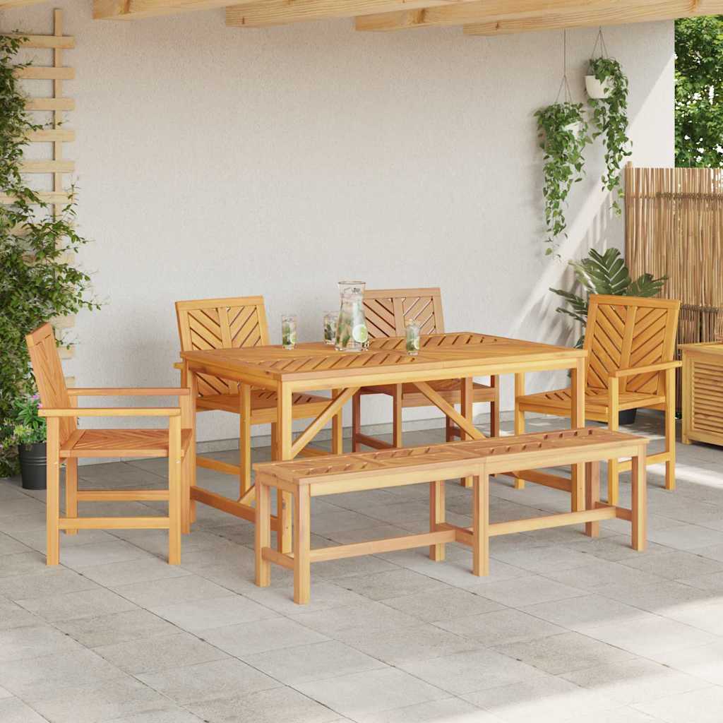 Garden Dining Set 6 pcs Brown Solid Acacia Wood