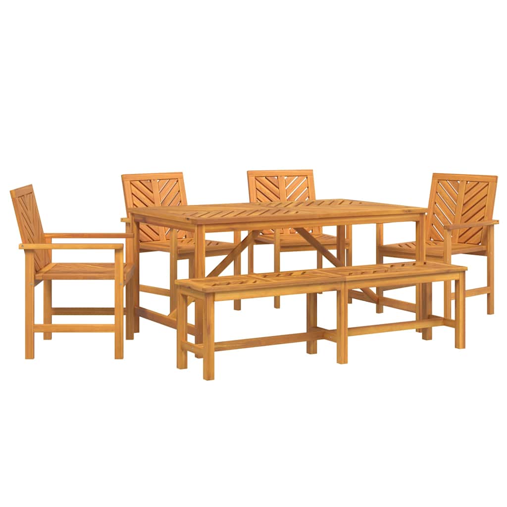 Garden Dining Set 6 pcs Brown Solid Acacia Wood