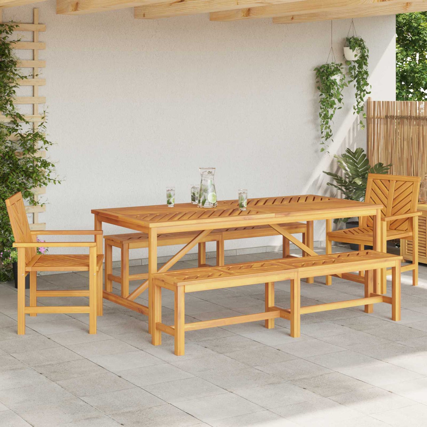 Garden Dining Set 5 pcs Brown Solid Acacia Wood