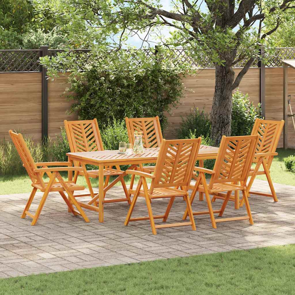Garden Dining Set 7 pcs Brown Solid Acacia Wood