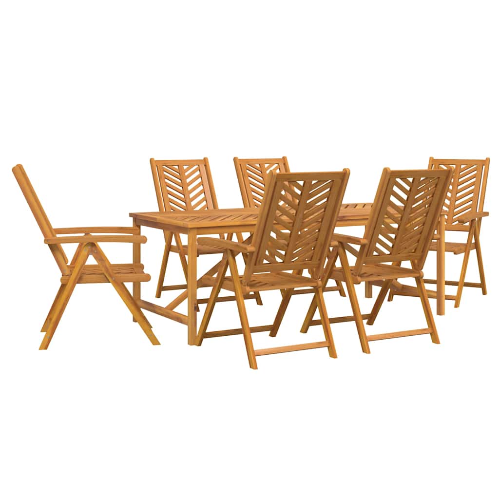 Garden Dining Set 7 pcs Brown Solid Acacia Wood