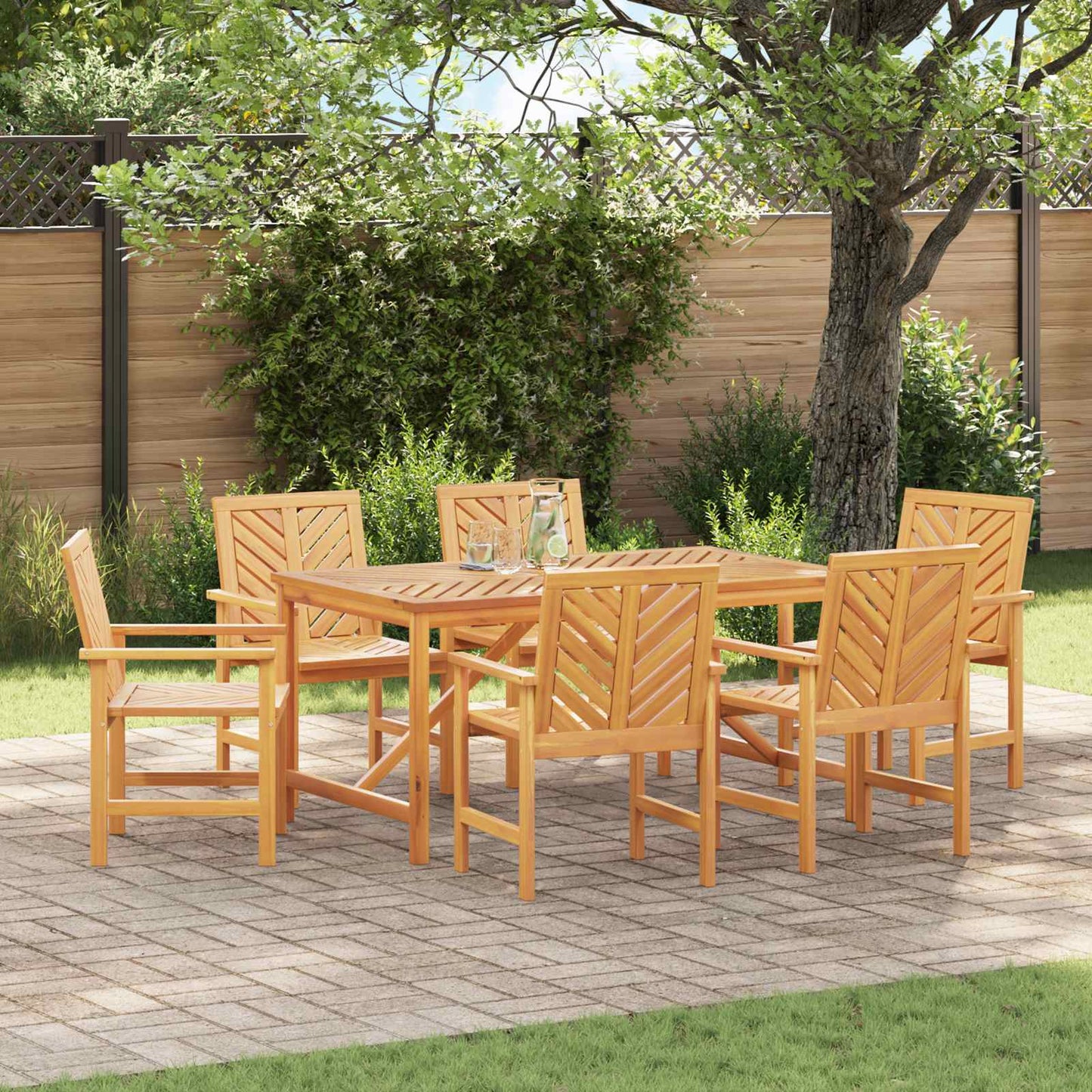 Dining Chair 6 pcs Natural 62.5 x 59 x 89 cm Solid Acacia Wood