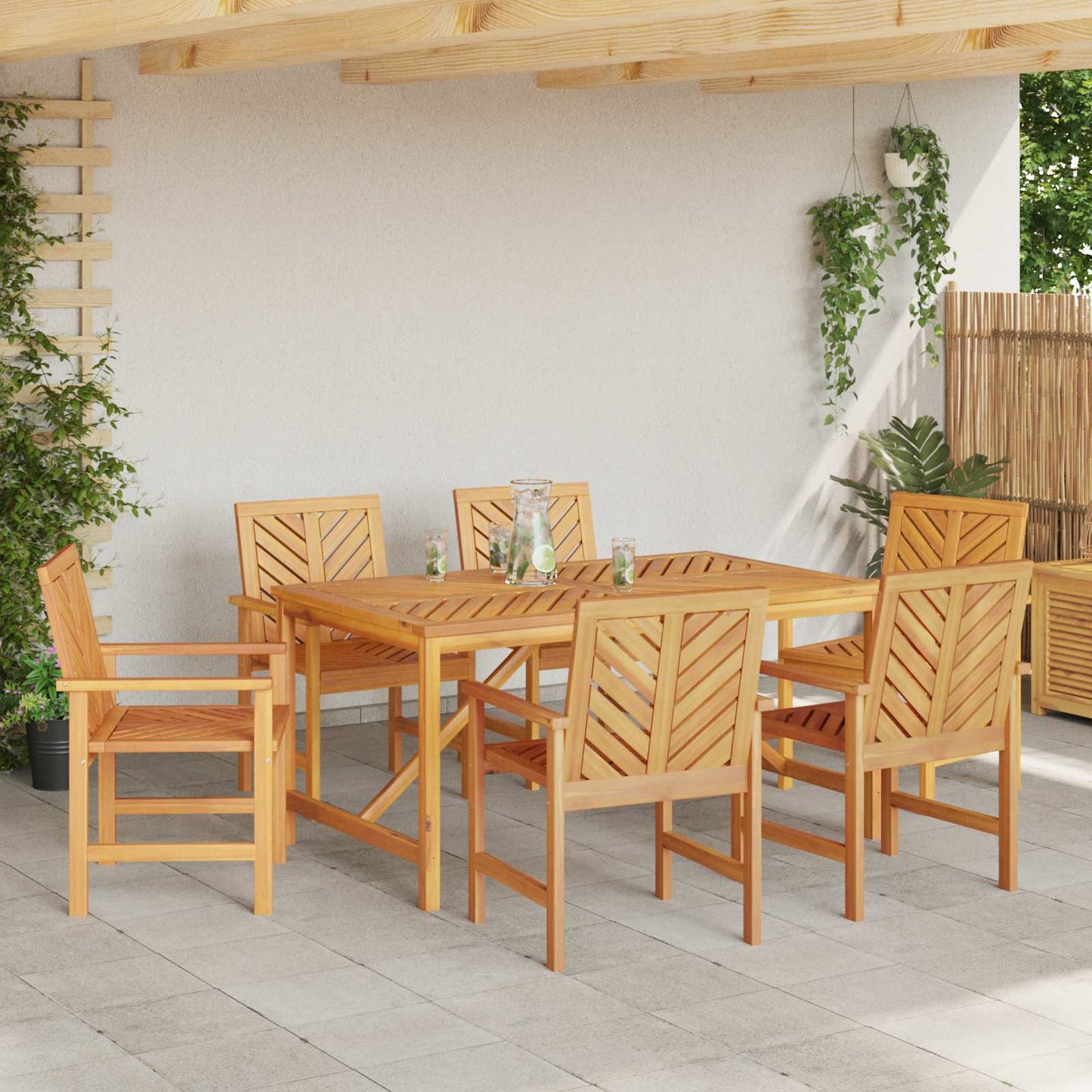Dining Chair 6 pcs Natural 62.5 x 59 x 89 cm Solid Acacia Wood
