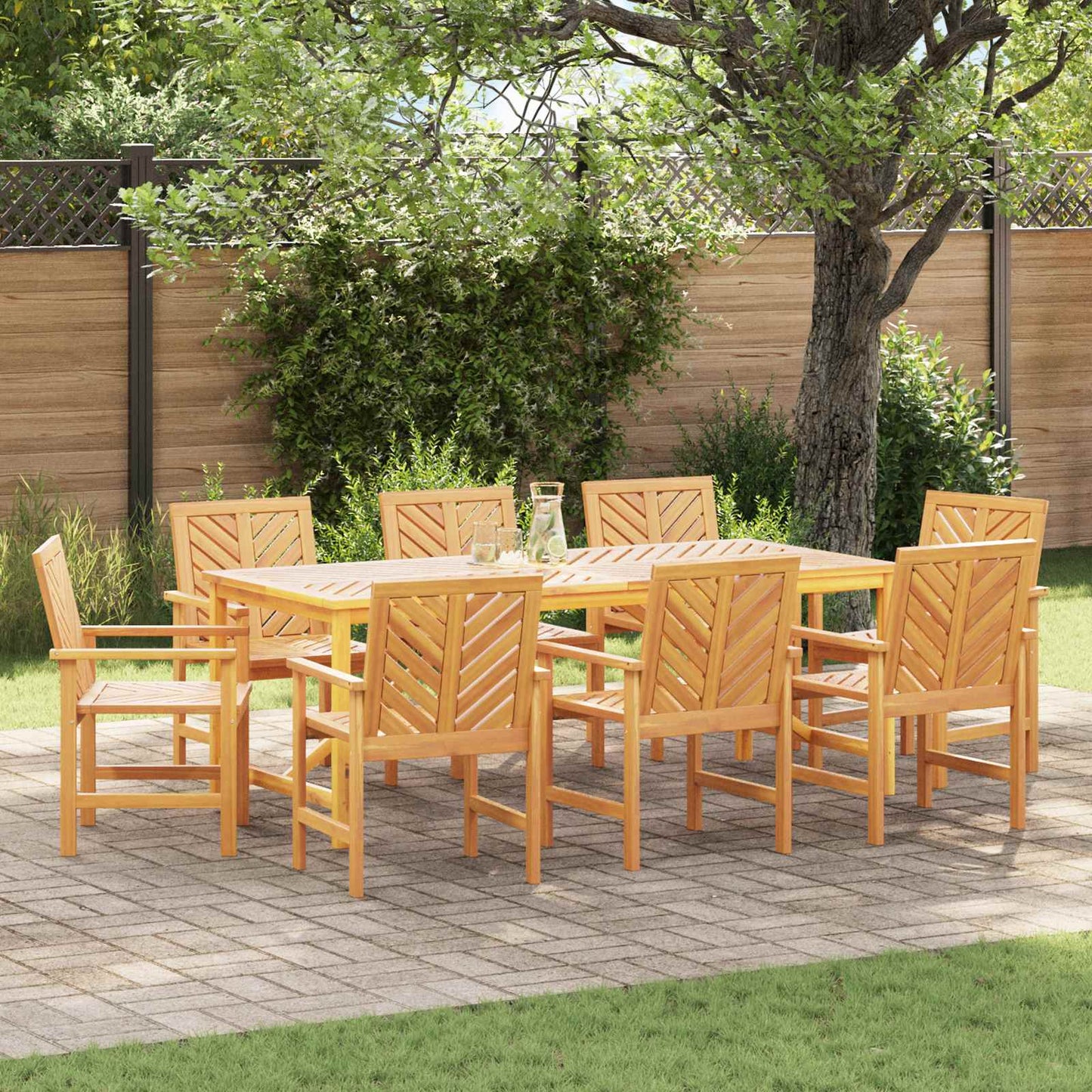 Dining Chair 8 pcs Natural 62.5 x 59 x 89 cm Solid Acacia Wood