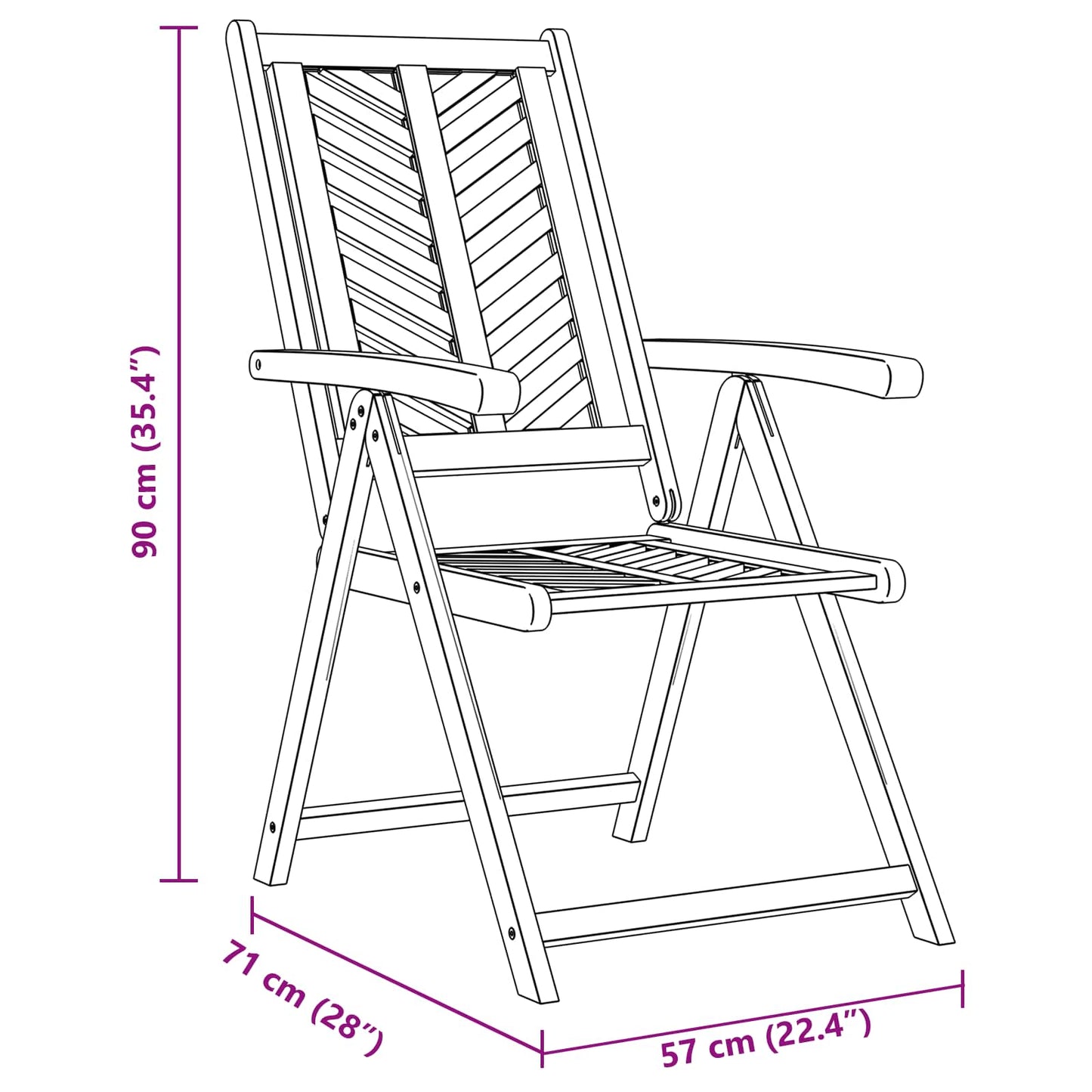 Garden Chair 8 pcs Brown 57 x 72 x 109 cm Solid Acacia Wood
