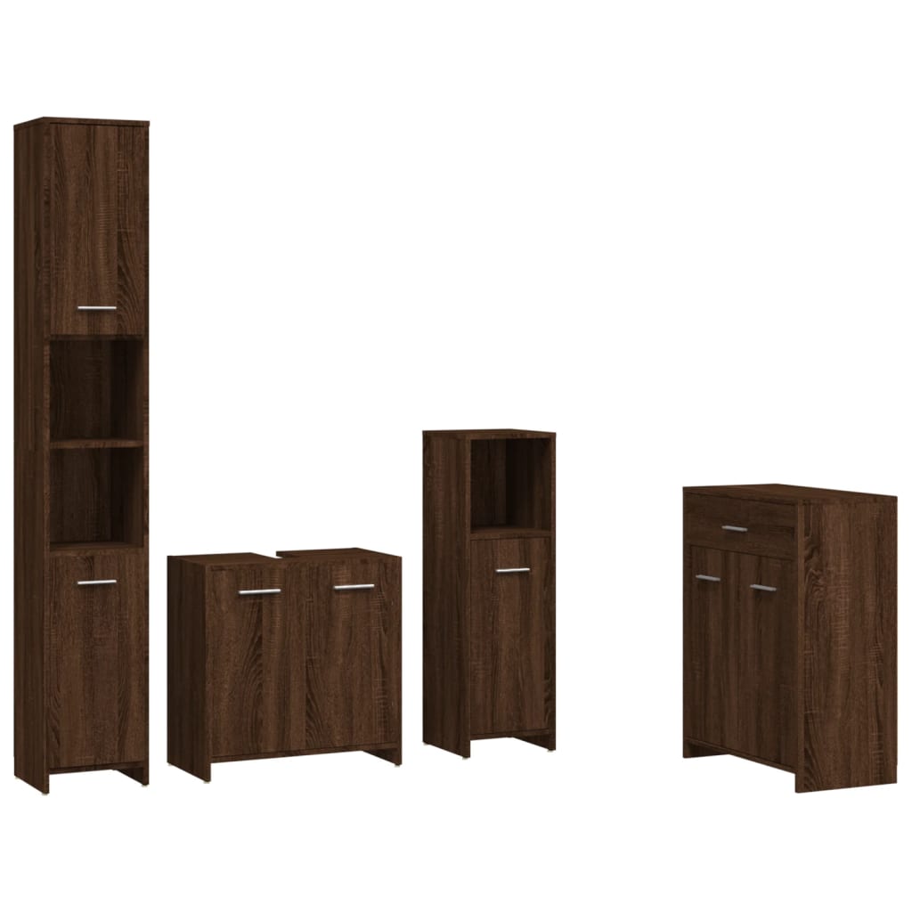 vidaXL 4 Piece Bathroom Furniture Set Brown Oak Engineered Wood