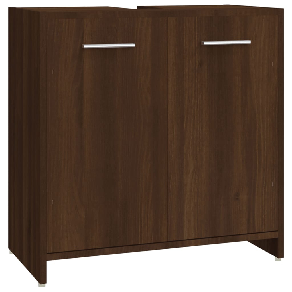 vidaXL 4 Piece Bathroom Furniture Set Brown Oak Engineered Wood