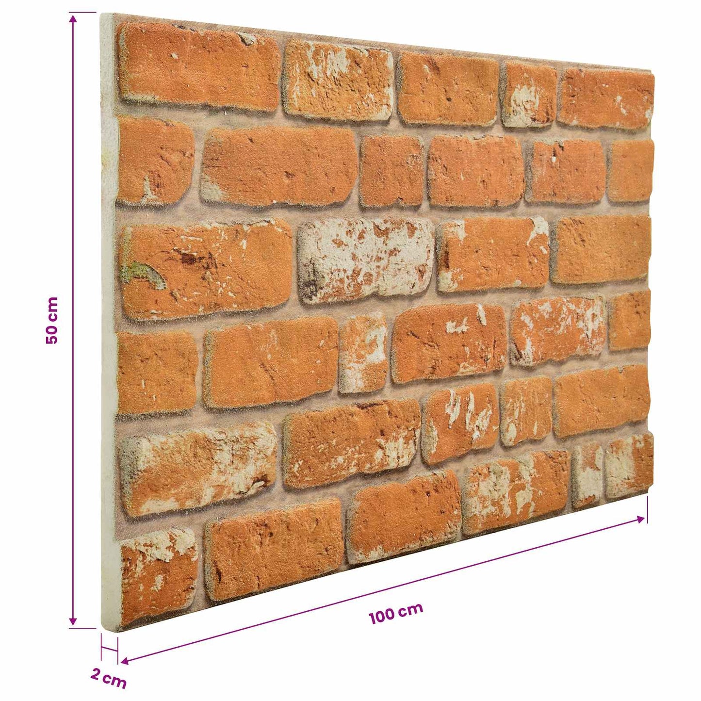 Wall Panels 10 pcs 100 x 50 cm Brick EPS Foam