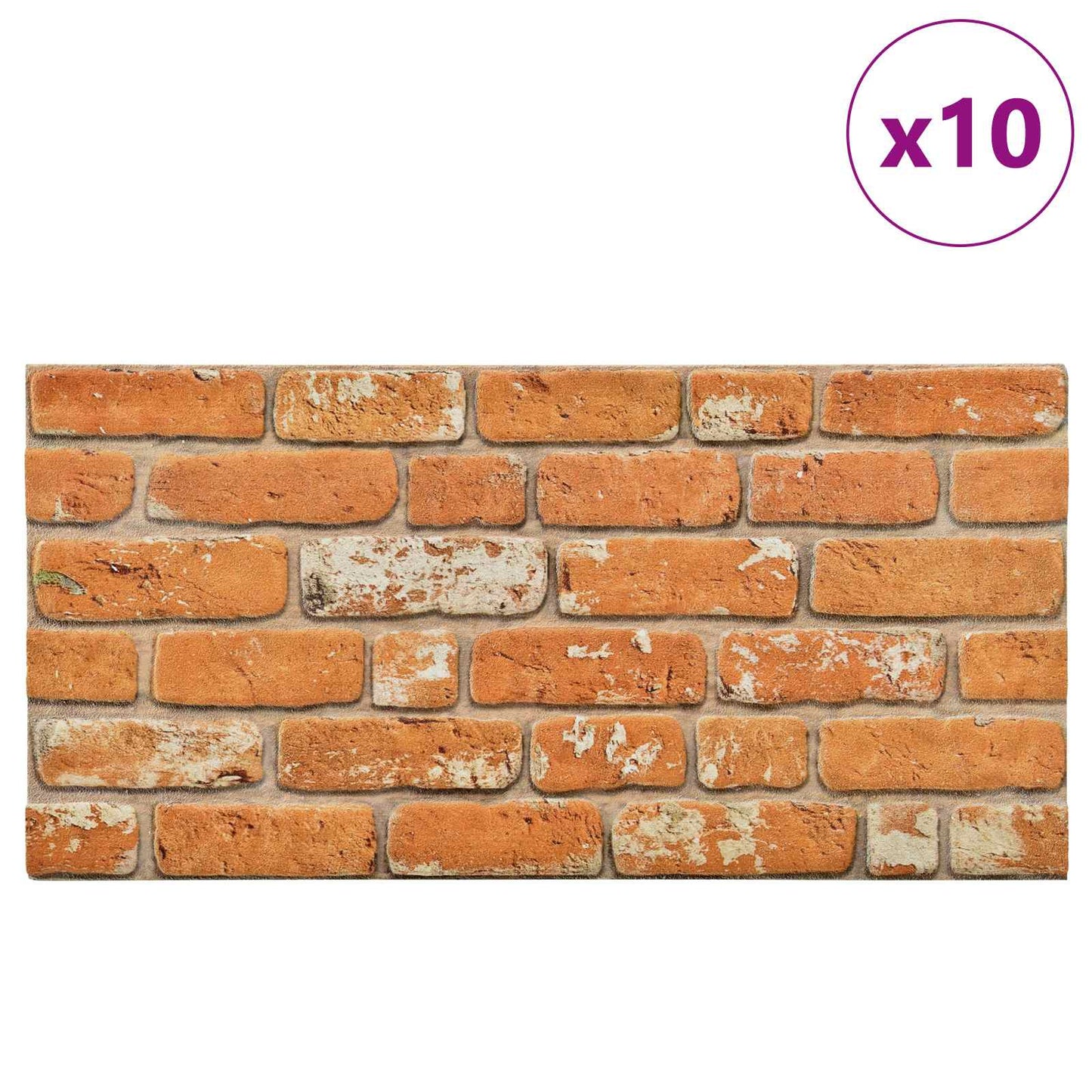 Wall Panels 10 pcs 100 x 50 cm Brick EPS Foam