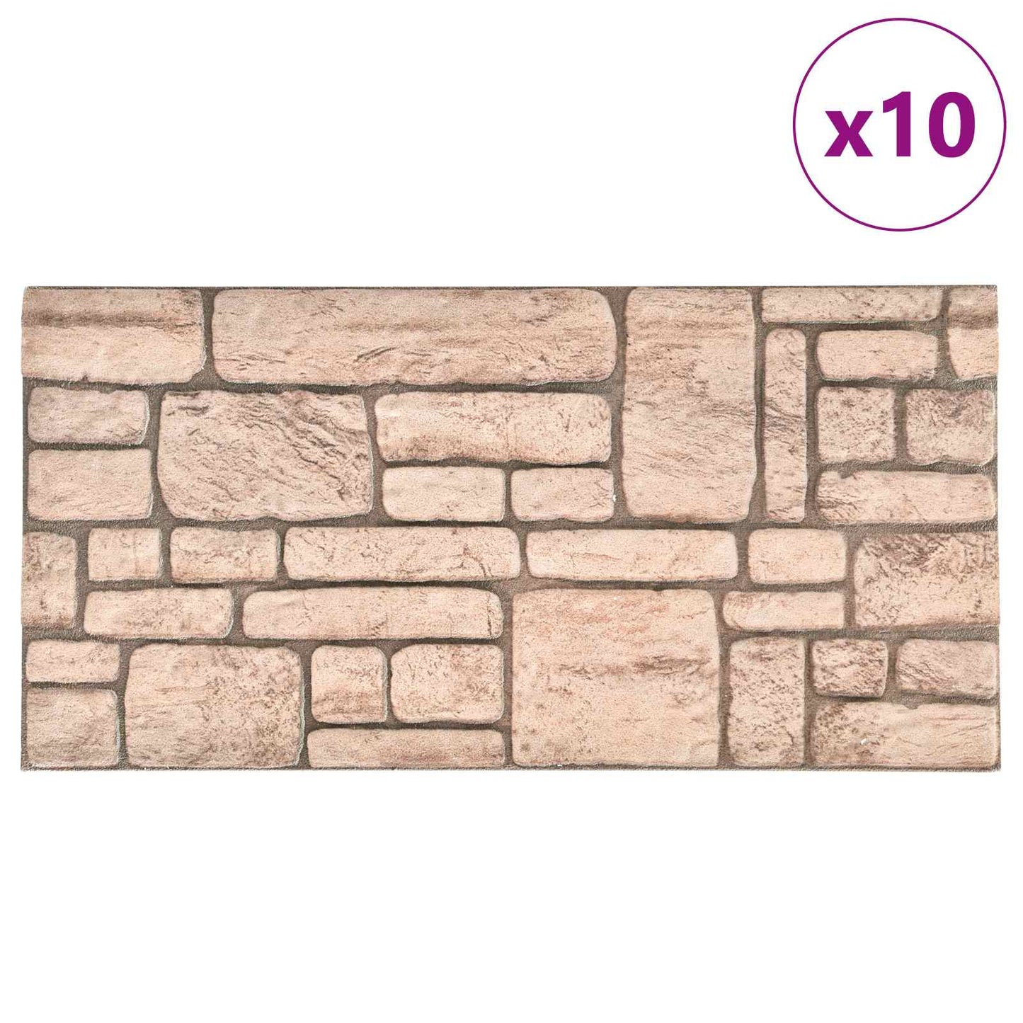 Wall Panels 10 pcs 100 x 50 cm Beige EPS Foam