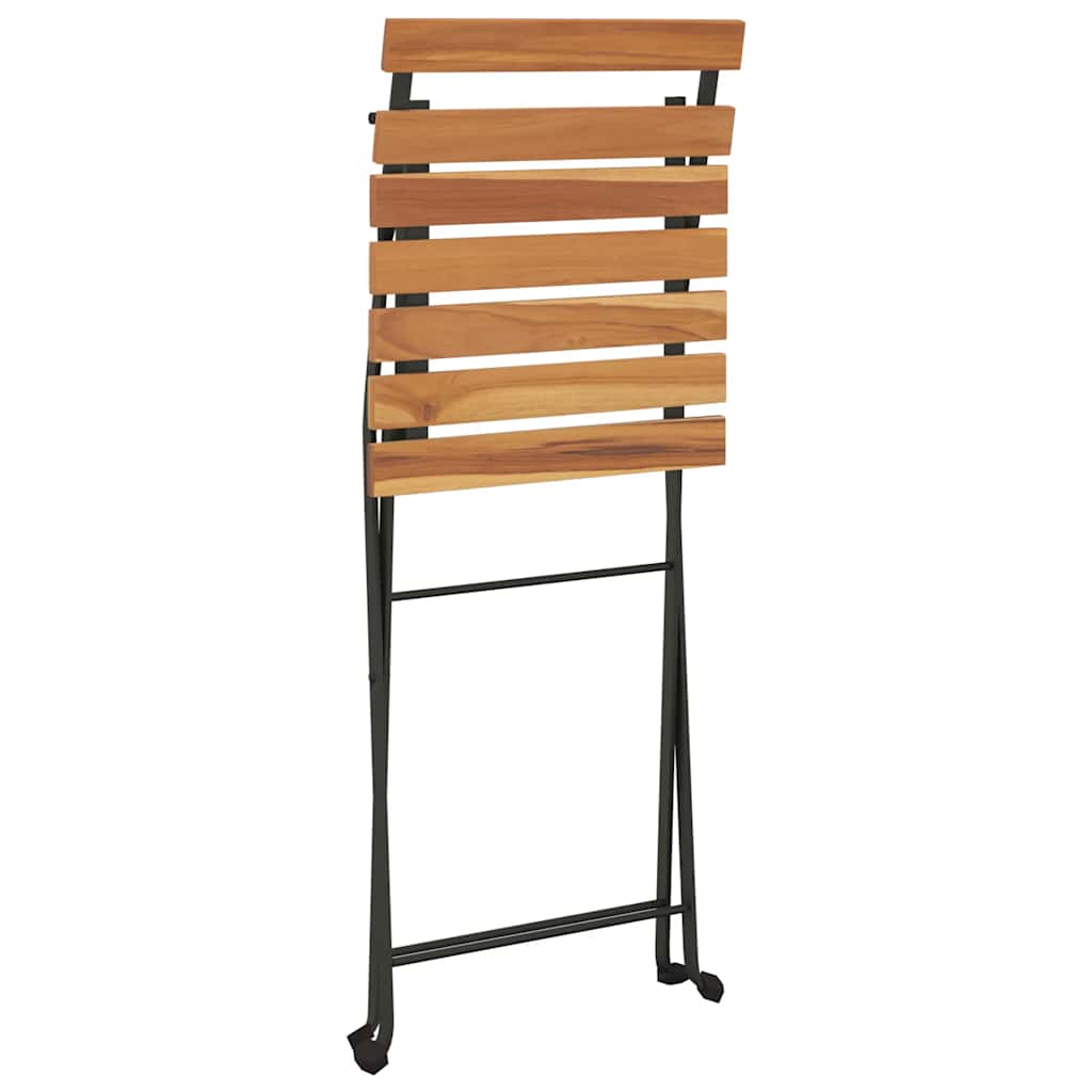 Folding Bistro Set | Teak | Solid Teak Wood, Powder-Coated Steel | Medium