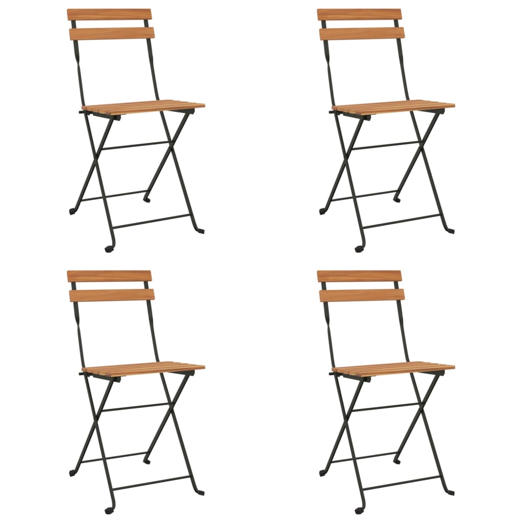 Folding Bistro Chair | Set of 4 | Brown | Solid Teak Wood | One Size