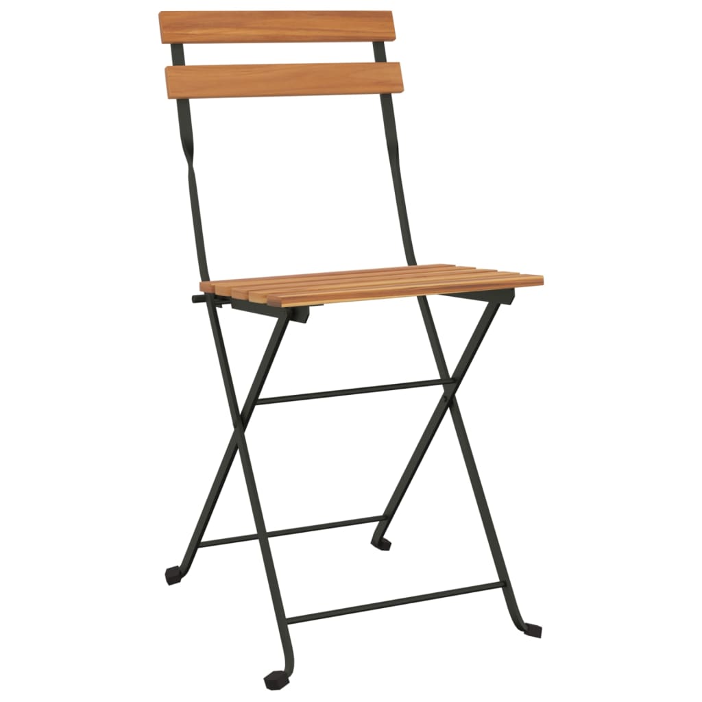 Folding Bistro Chair | Set of 4 | Brown | Solid Teak Wood | One Size