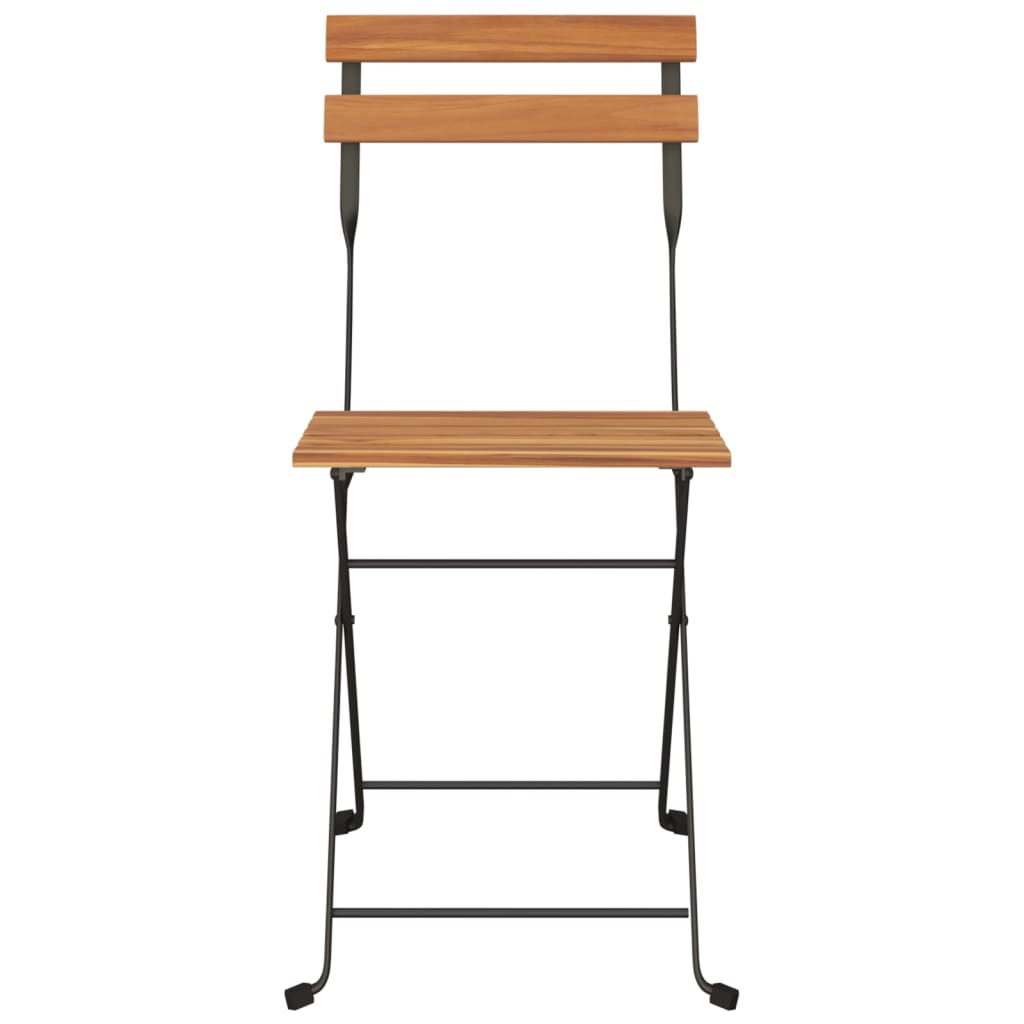 Folding Bistro Chair | Set of 4 | Brown | Solid Teak Wood | One Size