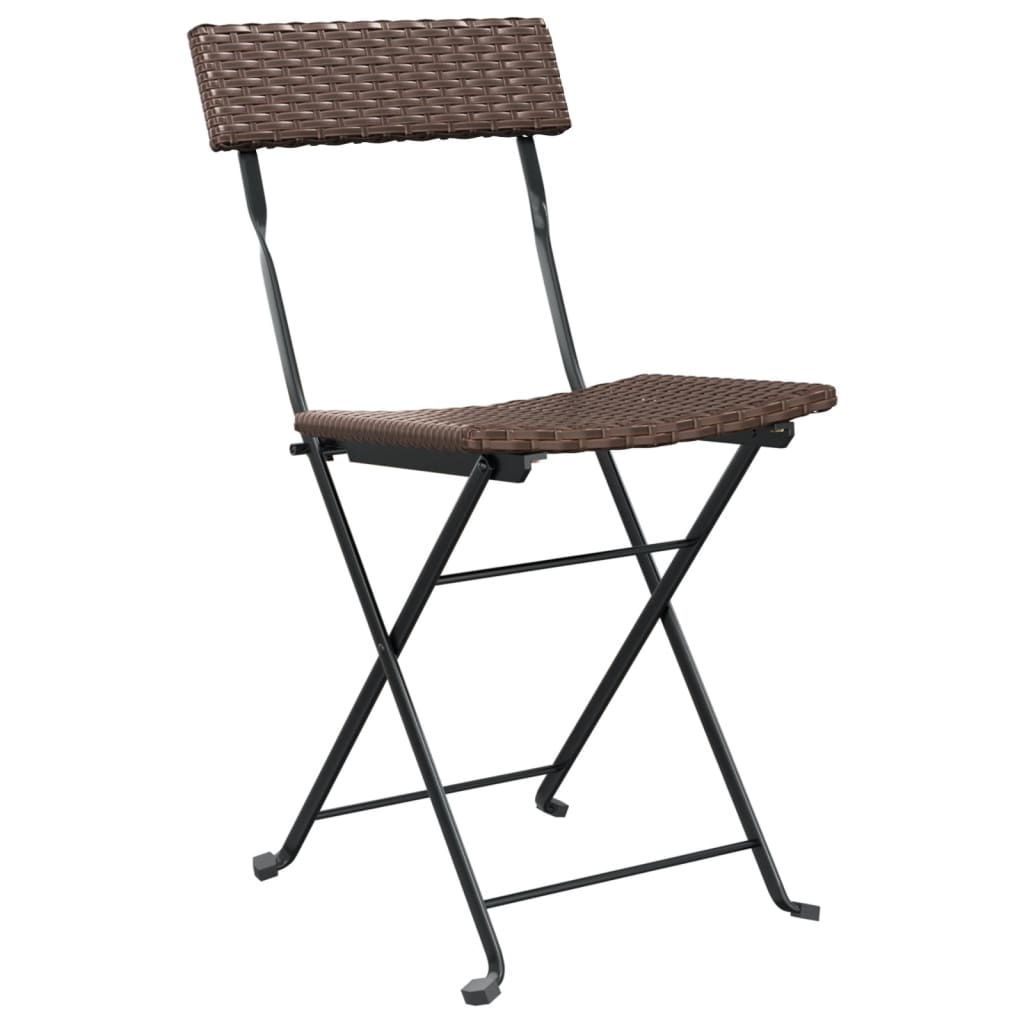 Folding Bistro Chair | Set of 2 | Brown | PE rattan, powder-coated steel