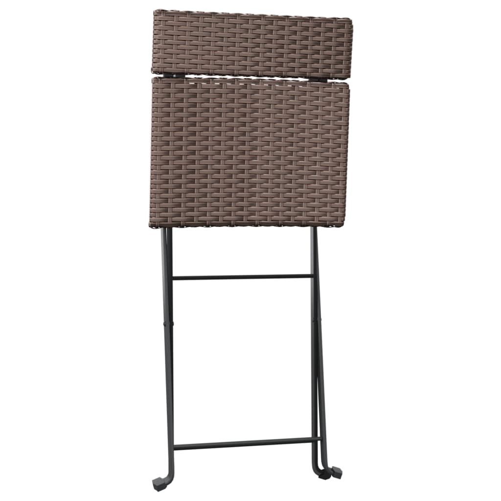 Folding Bistro Chair | Set of 2 | Brown | PE rattan, powder-coated steel