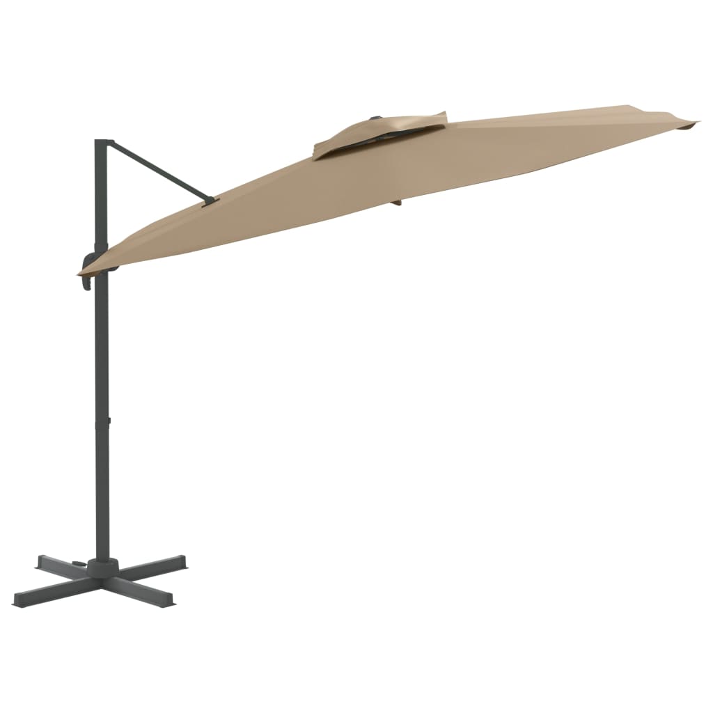 vidaXL Double Top Cantilever Umbrella Taupe 300x300 cm