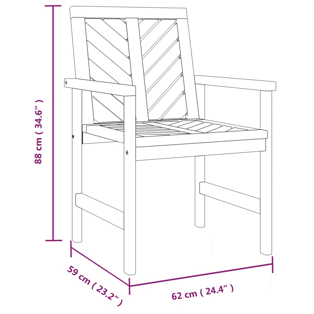 Garden Dining Chair | Set of 2 | Natural Acacia | Solid Acacia Wood