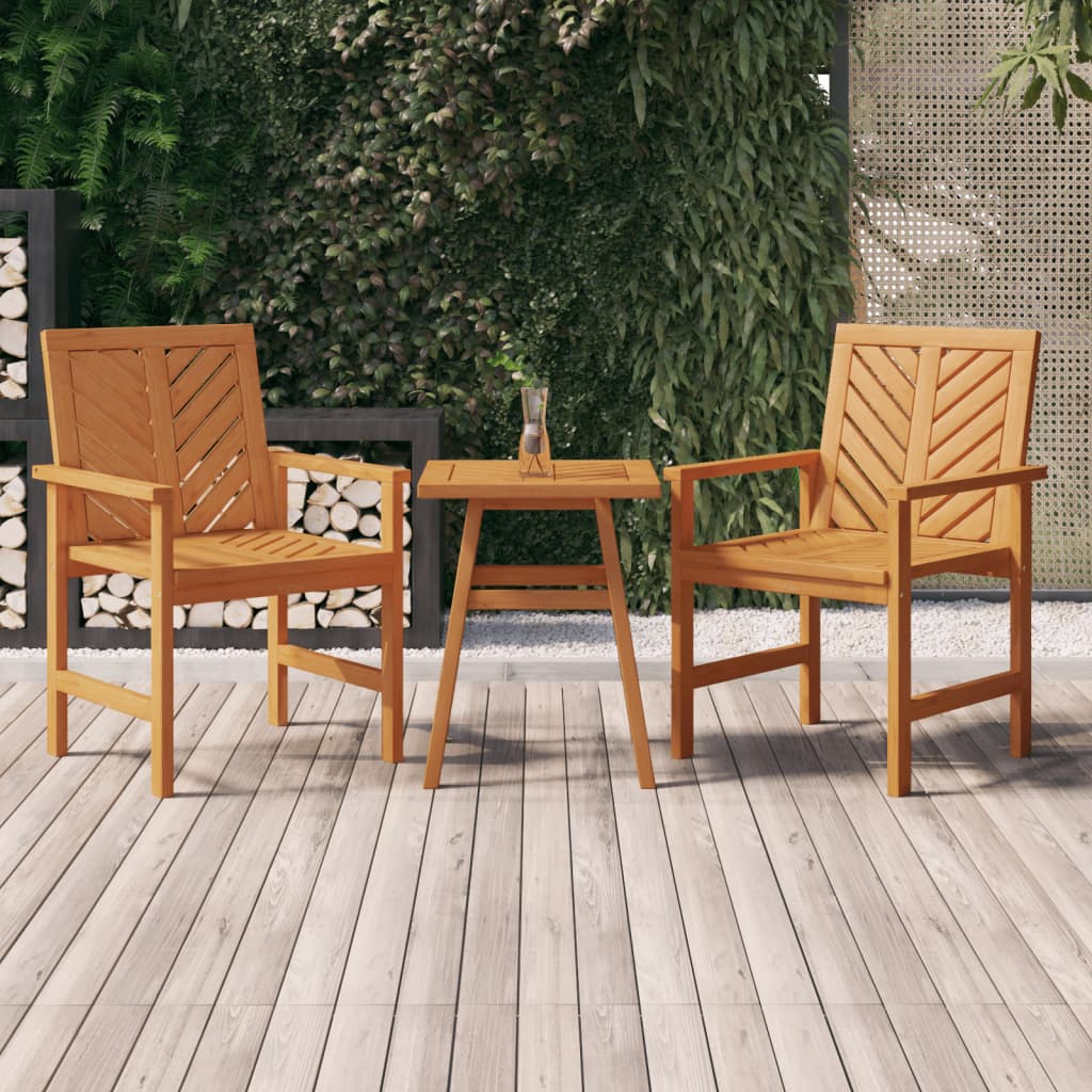 Garden Dining Chair | Set of 2 | Natural Acacia | Solid Acacia Wood