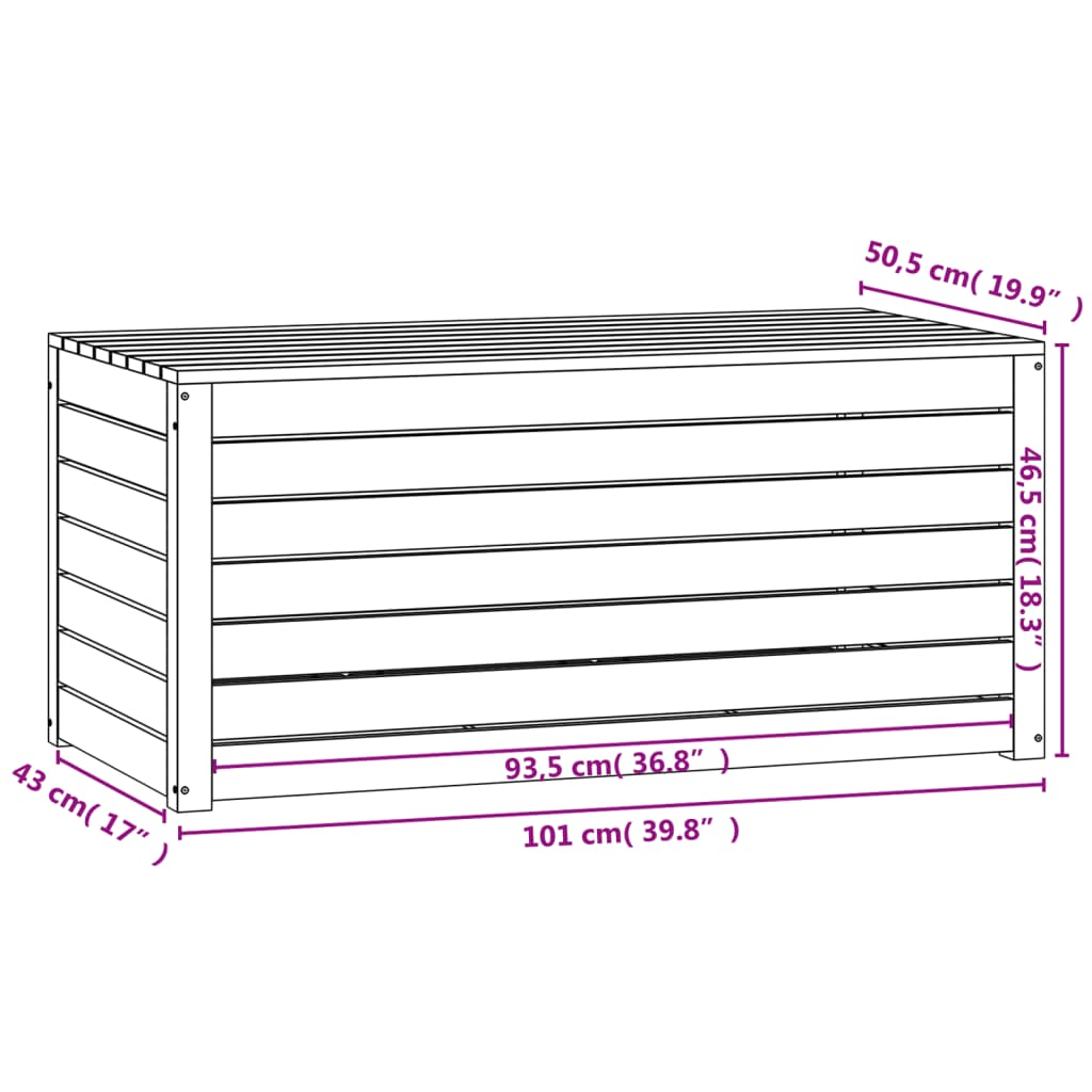 vidaXL Garden Box 101x50.5x46.5 cm Solid Wood Pine