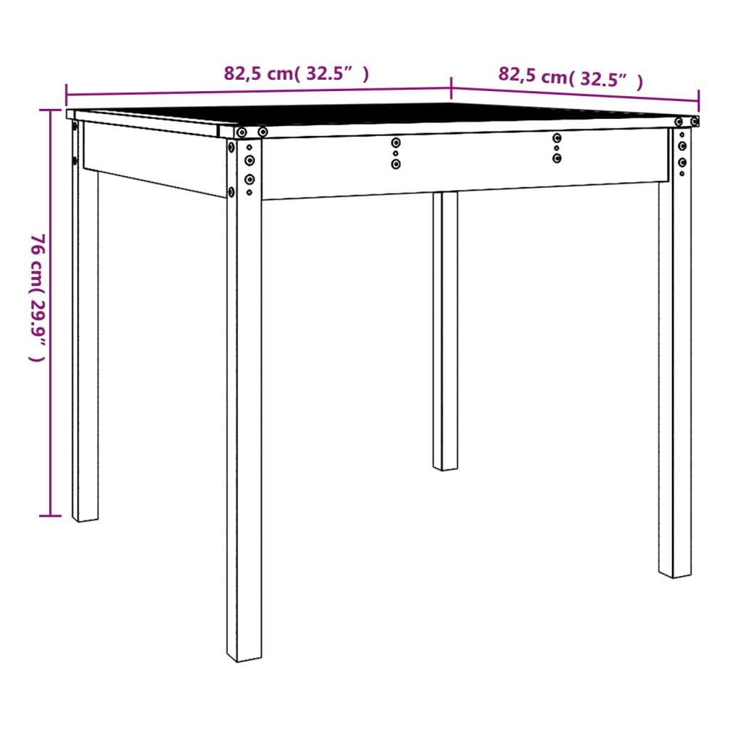 vidaXL Garden Table 82.5x82.5x76 cm Solid Wood Pine