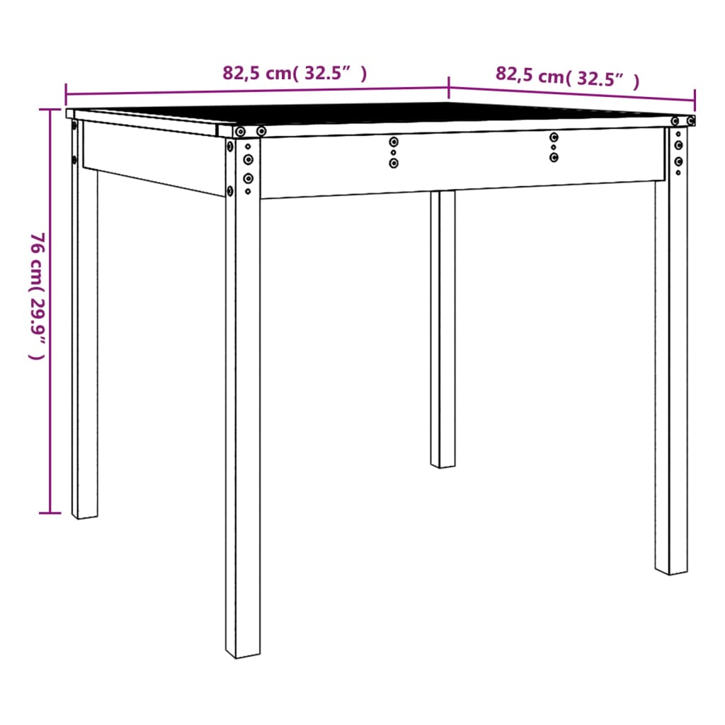 vidaXL Garden Table Grey 82.5x82.5x76 cm Solid Wood Pine