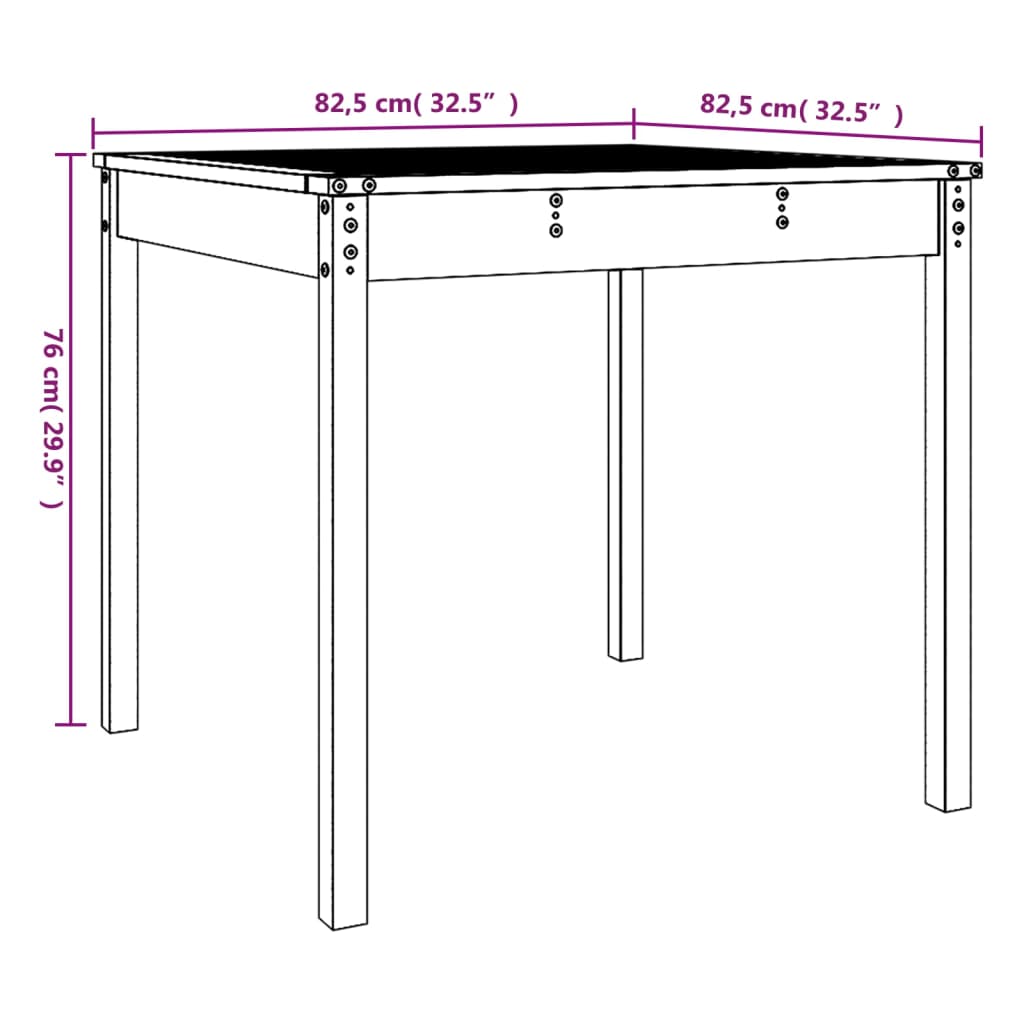 Garden Table Grey 82,5x82,5x76 cm Solid Wood Pine