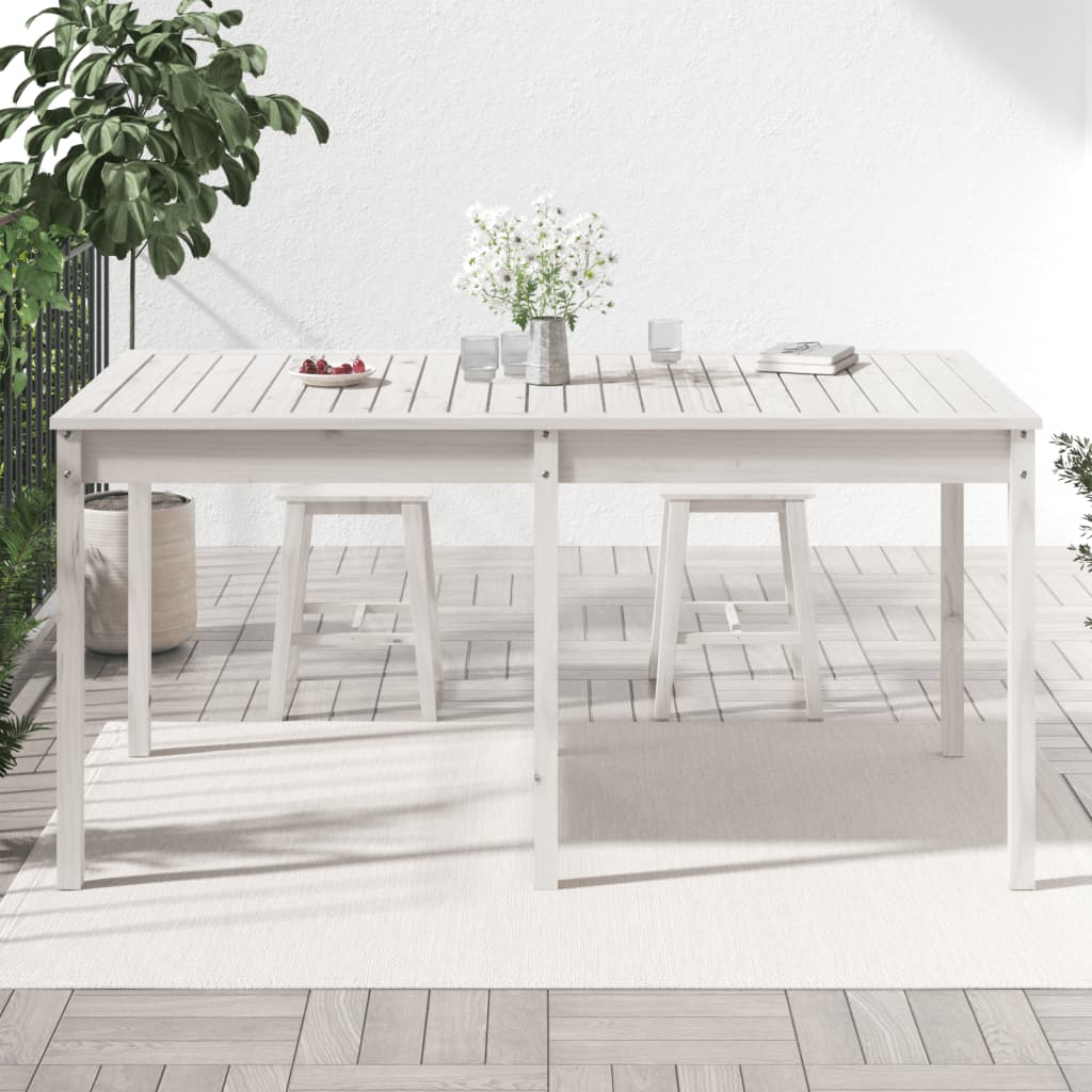 vidaXL Garden Table White 159.5x82.5x76 cm Solid Wood Pine