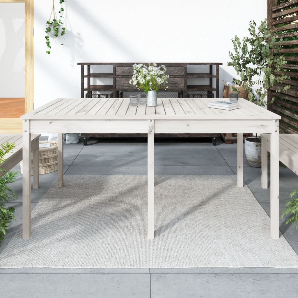 vidaXL Garden Table White 159.5x82.5x76 cm Solid Wood Pine