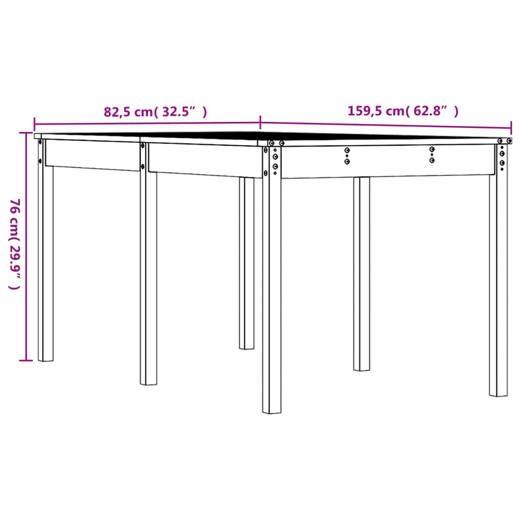 Garden Table Honey Brown 159,5x82,5x76 cm Solid Wood Pine
