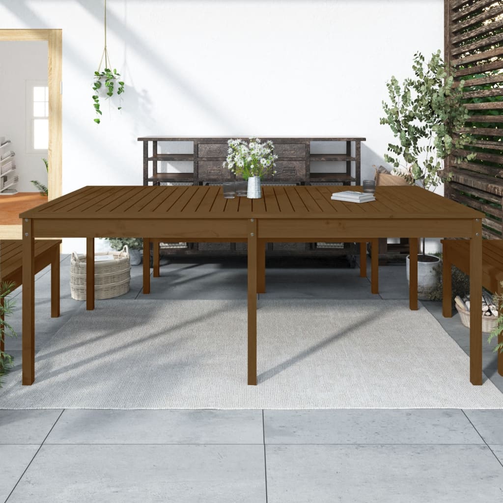 Garden Table Honey Brown 203,5x100x76 cm Solid Wood Pine